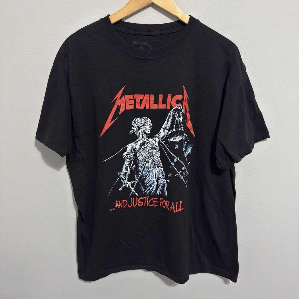 Metallica And Justice for All Album Cotton Black Unisex T-shirt Size 2XL